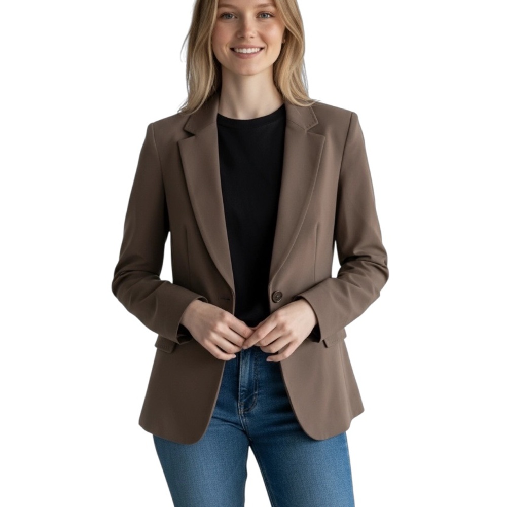 Tahari Brown Blazer Size 8 Career Workwear Business Casual Suit Jacket